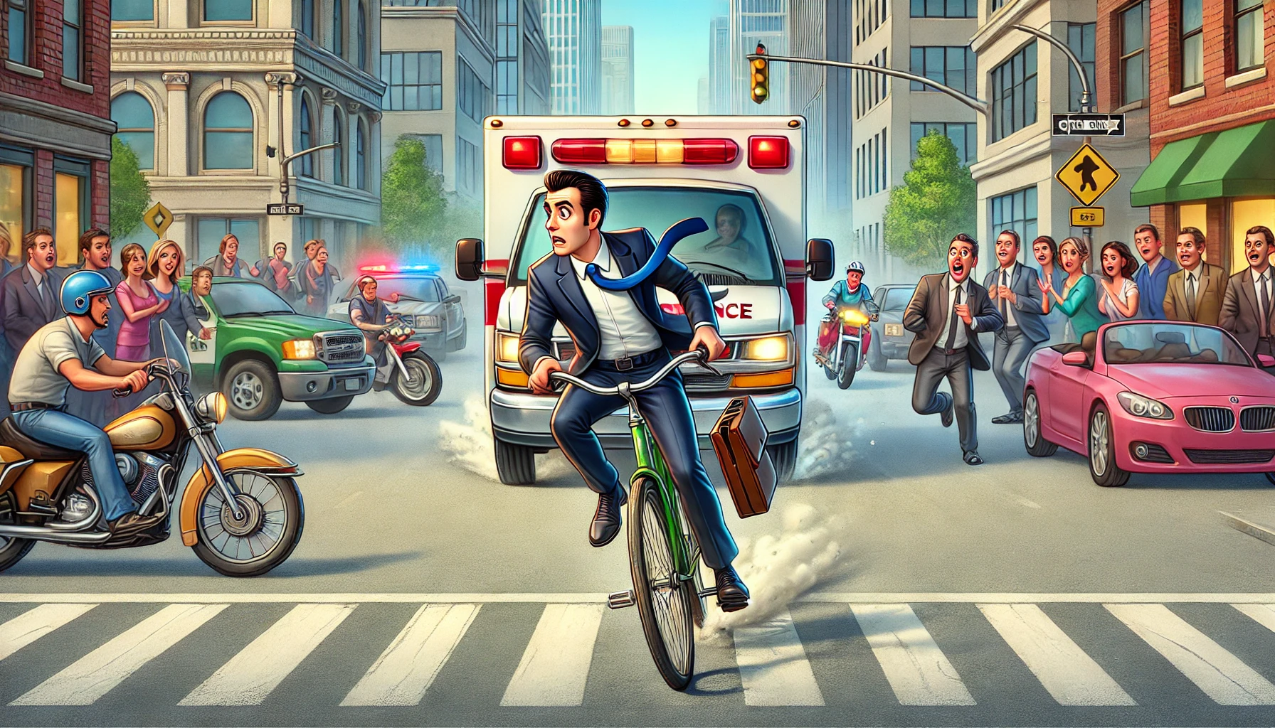 Create an Image of a Lawyer Chasing an Ambulance